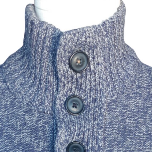 Kenneth Cole Unlisted SZ M Mock Neck 4 Button Pullover Blue Men's Cotton Sweater - Picture 12 of 15